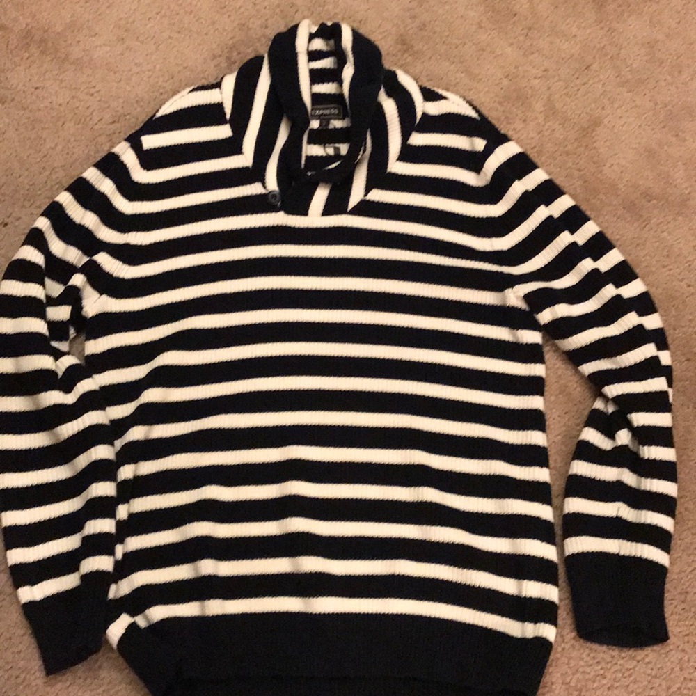 Black and White Cowl Neck Sweater